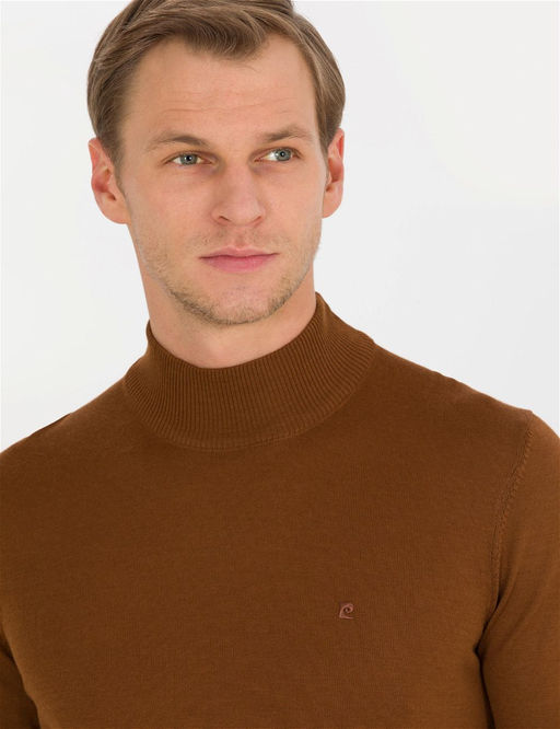 Taba Slim Fit Yar_m Bal_k__ Yaka Y_n Kar___ml_ Basic Triko Kazak - Pierre cardin фото 2