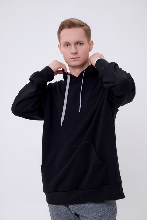 Худи мужское из футера 3-х нитки черный - Амадэль фото 5