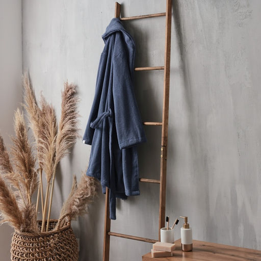 Халат махровый мужской SL HOME: Basic «Ривьера», размер M, хлопок 100%, синий