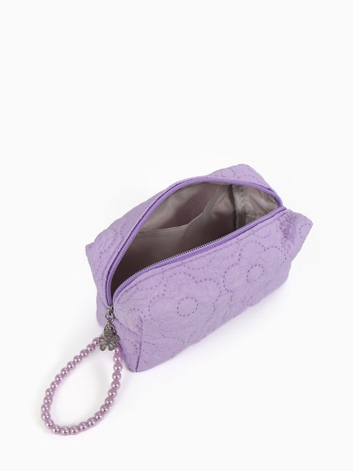 Косметичка женская «Цветочек», ручка из бусин, сиреневая