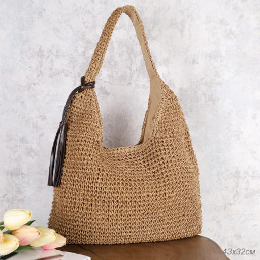Сумка плетеная 30x28 / DW-15 /уп 1/коричневая