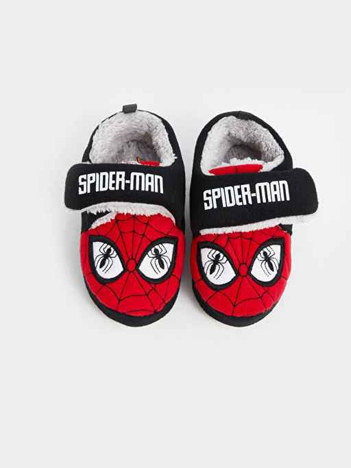Spider-Man Bask?l? Kadife Erkek Bebek Ev Ayakkab?s?