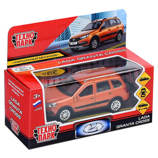 Машина металл Lada Granta Cross 12 см, (двери, багаж, инерц, золотой)