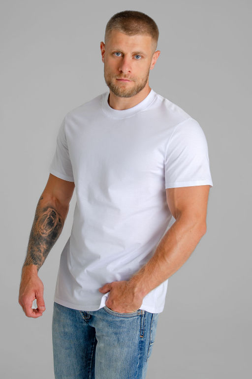 Арт. 67114/2 Футболка мужская однотонная с лайкрой 48-58 (6 шт) Цвет:белый