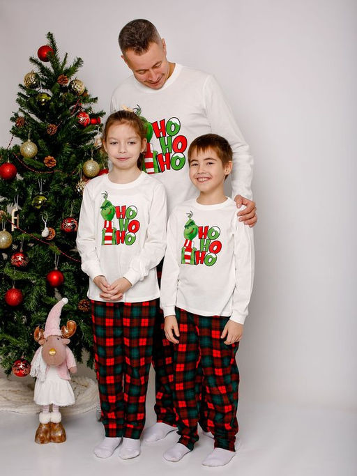 Пижама детская (джемпер+брюки) 91255 молочный/зеленая клетка 750 Be Friends  фото 5