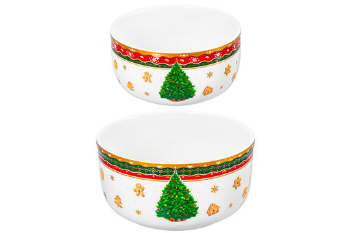 Набор 2 салатников 1 л 16*16*8,5 см + 500 мл 13,5*13,5*6,5 см Новогодняя ёлка NEW BONE CHINA - Elan gallery фото 8