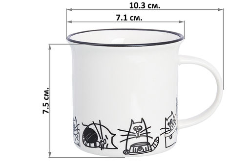 Кружка 240 мл 10,3*7,1*7,5 см БЕЗ КОТА ЖИЗНЬ НЕ ТА Жизнь кошек NEW BONE CHINA - Elan gallery фото 2