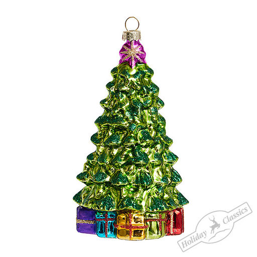 Елочка зеленая с подарками (стекло) 8х8х14 см