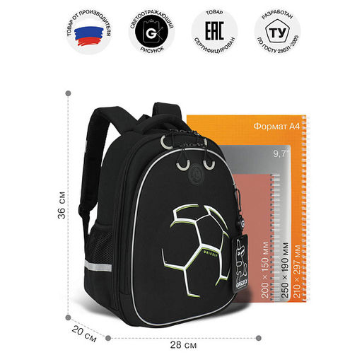RAz-687-11 Рюкзак школьный с картхолдером на держателе - Grizzly фото 38