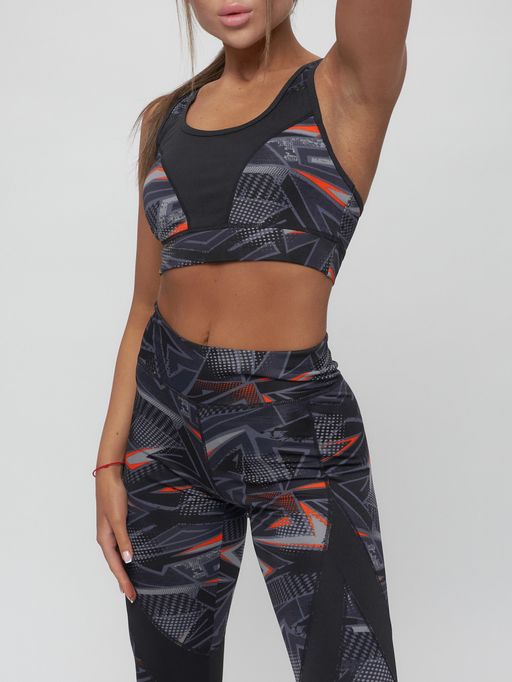 Костюм для фитнеса женский темно-серого цвета 2923TC - FUYOUKAI фото 6