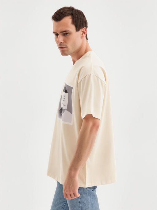 Футболка мужская MINAKU: UPDATE ME, молочный, р-р 42-44