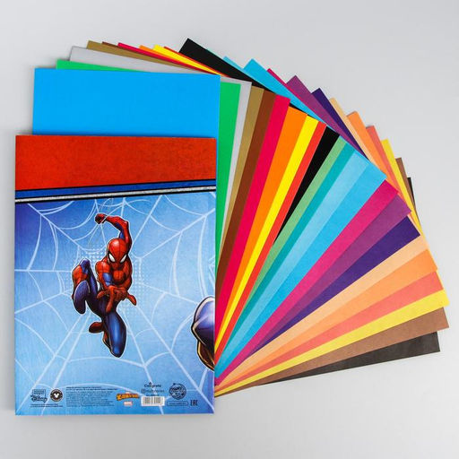 Набор для творчества «Человек-паук» А4: 10 л цветного одностороннего картона + 16 л цветной двусторонней бумаги