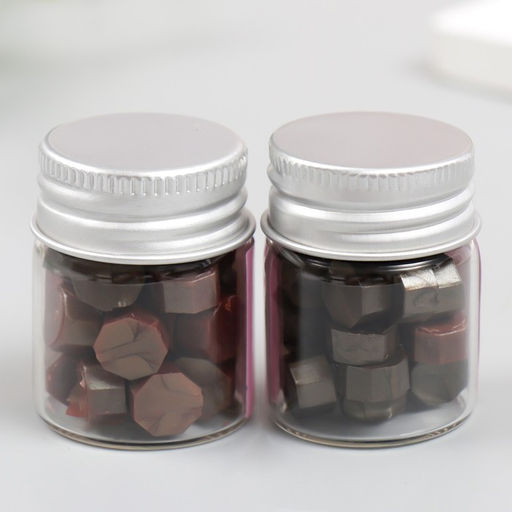 Цена за 2 шт. Сургуч в гранулах в баночке Восьмигранник кофейный 9 гр 4,5х3х3 см - Арт узор фото 2