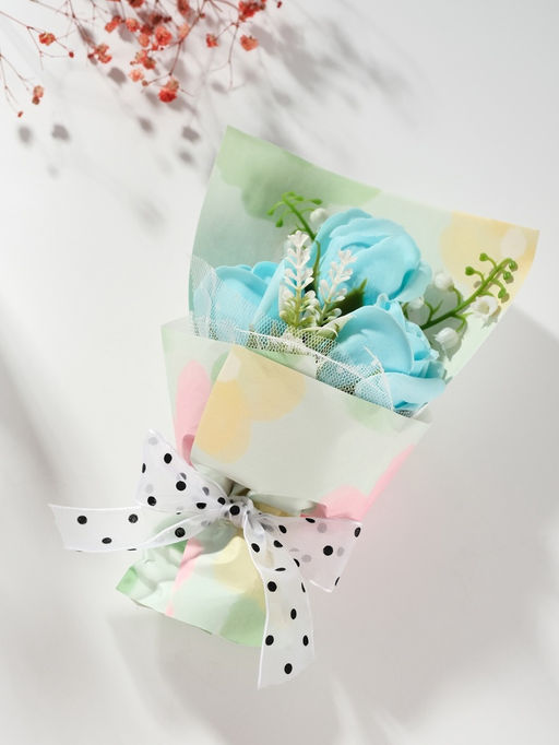 Букет из мыльных лепестков для ванны Розы в подарочной коробке, голубой, 7.5?13.8?20.5 см - Simaland фото 3