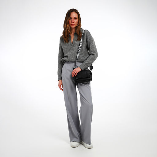 Сумка женская кросс-боди TEXTURA на молнии, 21×7×13 см, чёрная