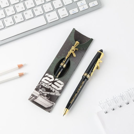 Ручка шариковая, синяя паста 1.0 мм пластик, подарочная 23 февраля - Artfox фото 5