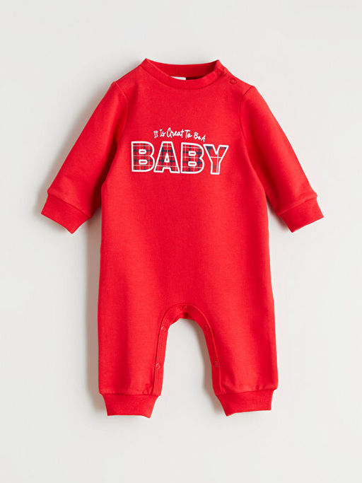 Bask?l? Erkek Bebek Tulum