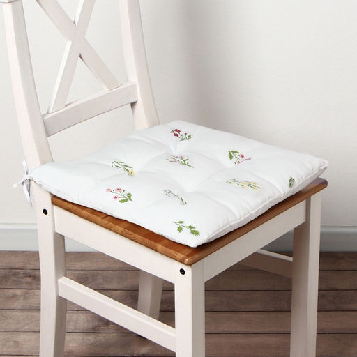 Подушка на стул Этель. Цветочек, 42?42?7 см, белая