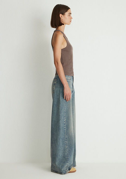 Halter Yaka Kahverengi Basic Atlet - Mavi фото 5