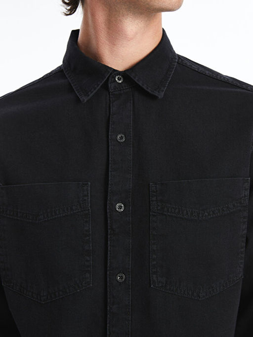 Slim Fit Uzun Kollu Erkek Jean G?mlek