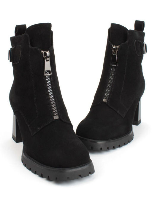 04-M3-L855 BLACK Ботильоны зимние женские (натуральная замша, натуральный мех)