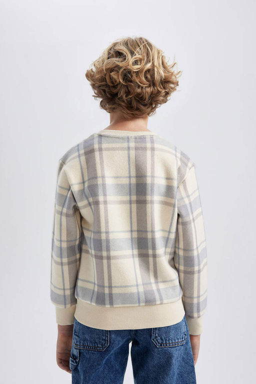 Фланелевая толстовка с круглым вырезом для мальчиков с рисунком - Defacto фото 6