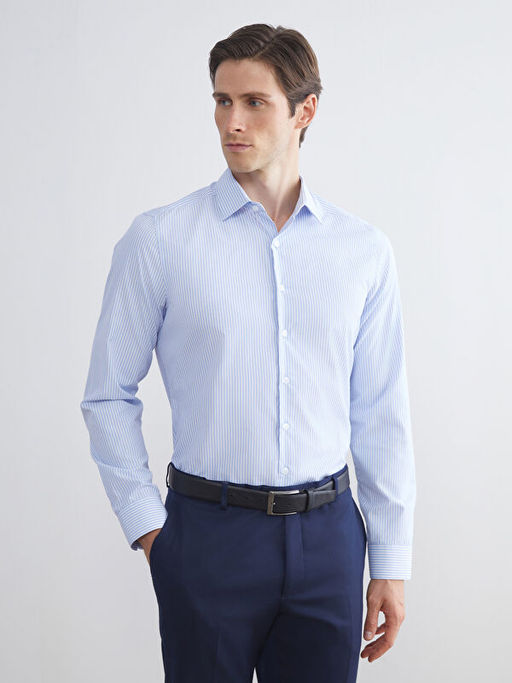 Slim Fit Uzun Kollu ?izgili Erkek G?mlek