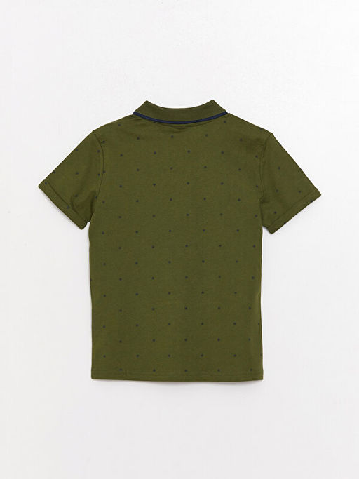 Polo Yaka Bask?l? K?sa Kollu Erkek ?ocuk Ti??rt - Waikiki фото 2