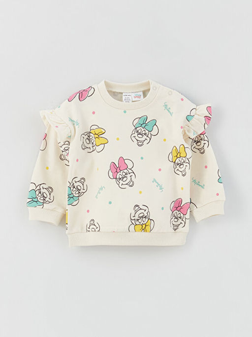 Bisiklet Yaka Uzun Kollu Minnie Mouse Bask?l? K?z Bebek Sweatshirt ve E?ofman Alt 2li Tak?m - Waikiki фото 2