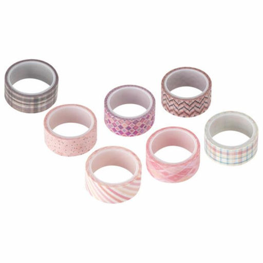 Клейкие WASHI-ленты для декора «Оттенки розового», 15 мм × 3 м (набор 7 шт.) рисовая бумага