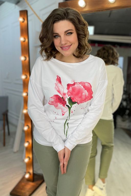 Свитшот Rumoda 2061/1 белый/коралл  фото 2