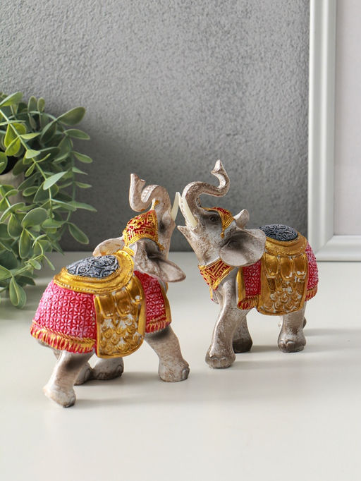Набор фигурок полистоун «Два императорских слона в красно-золотой попоне», 2 шт., 5×11.5×13 см