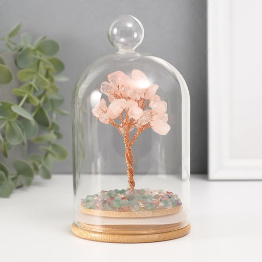 Фигурка «Денежное дерево в колбе с ручкой», розовый, 36 камней, 8.2×8.2×13 см