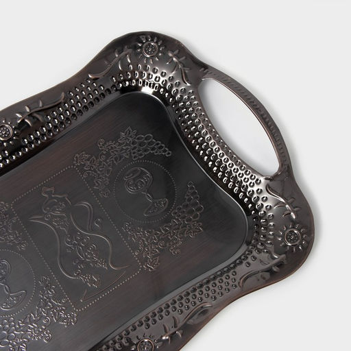 Поднос «Изобилие», 38×25×2.5 см, с ручками, нержавеющая сталь, цвет бронзовый