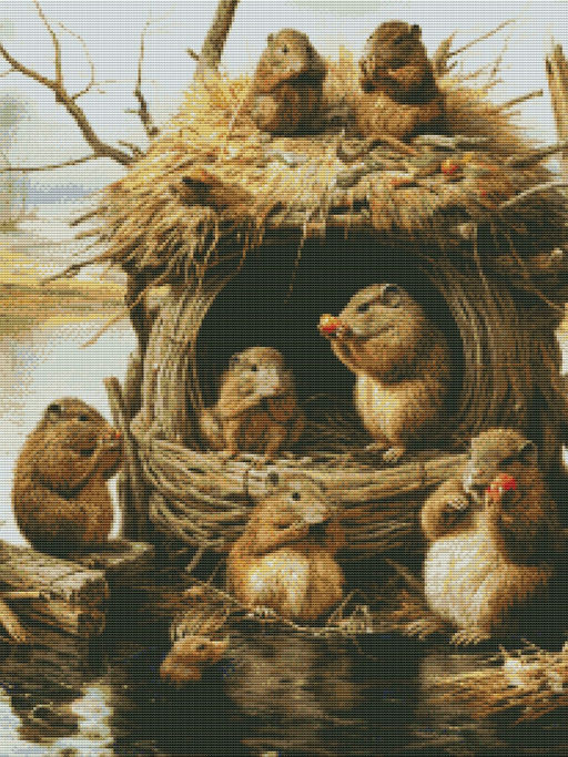 Вышивка крестиком 40х50см, Бобры