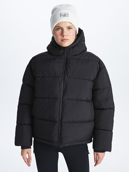 Kap??onlu D?z Uzun Kollu Kad?n ?i?me Mont