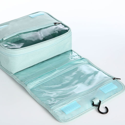 Косметичка-несессер дорожная на молнии, липучках, с крючком, ручкой, мятная - Simaland фото 3