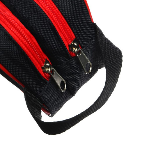 Пенал школьный Calligrata Black «Чёрно-красный», мягкий, 2 отделения, 100×220×70 мм, объёмный, с ручкой