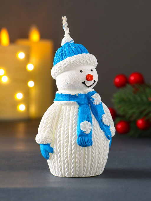Цена за 2 шт. Свеча декоративная Снеговик, голубой - Simaland фото 2