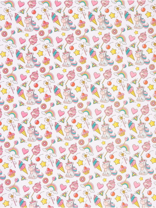 Цена за 2 шт. Бумага упаковочная глянцевая «Единорожки», 70×100 см, 1 лист