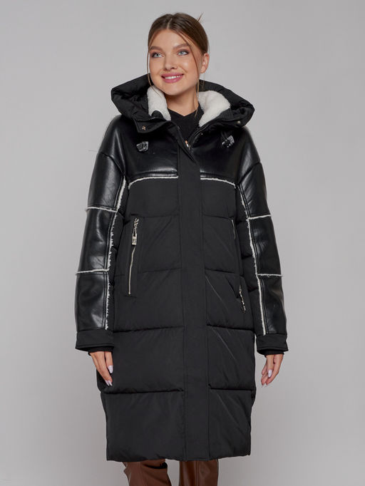 Пальто утепленное молодежное зимнее женское черного цвета 51131Ch - MaxRita фото 9