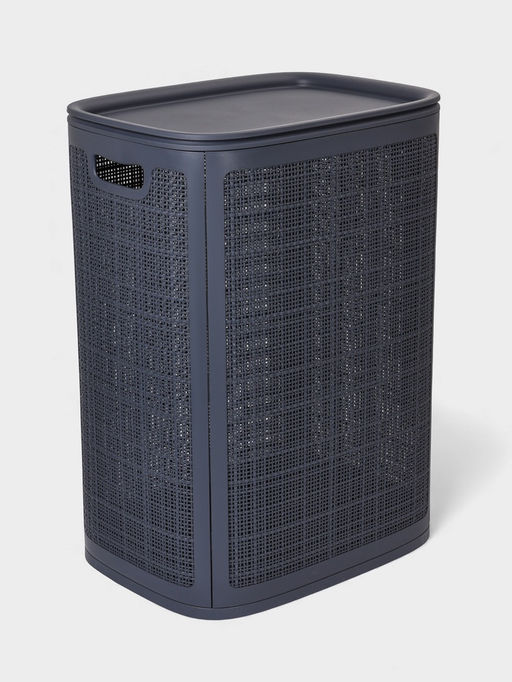 Плетёная корзина для белья с крышкой "Лён" 75л 43×32×60см, цвет графит