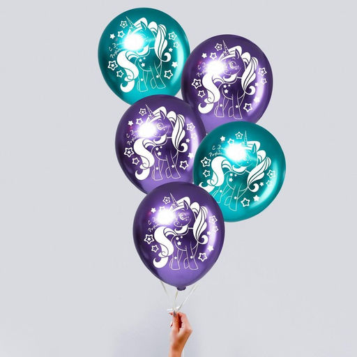 Воздушные шары латексные 12" «Единорожка», 50 шт., хром