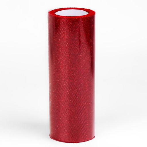 Фатин с глиттером, 15 см, 9±0.5 м, 11±1 г/м², красный №20
