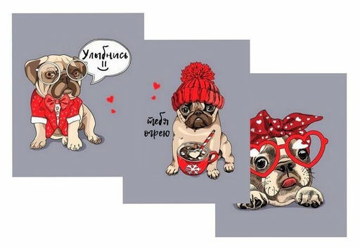 К-т полотенец Пёсели 50*60 см. - 3 шт. рогожка хлопок 100% - Лен поволжья фото 3