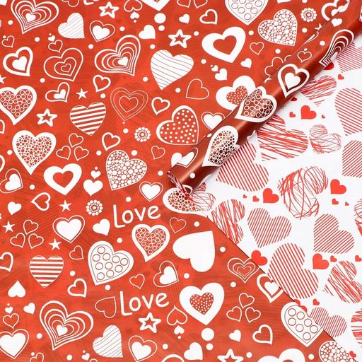 Цена за 10 шт. Бумага упаковочная глянцевая LOVE,двусторонняя, 70 х 100 см - UPAK LAND фото 2