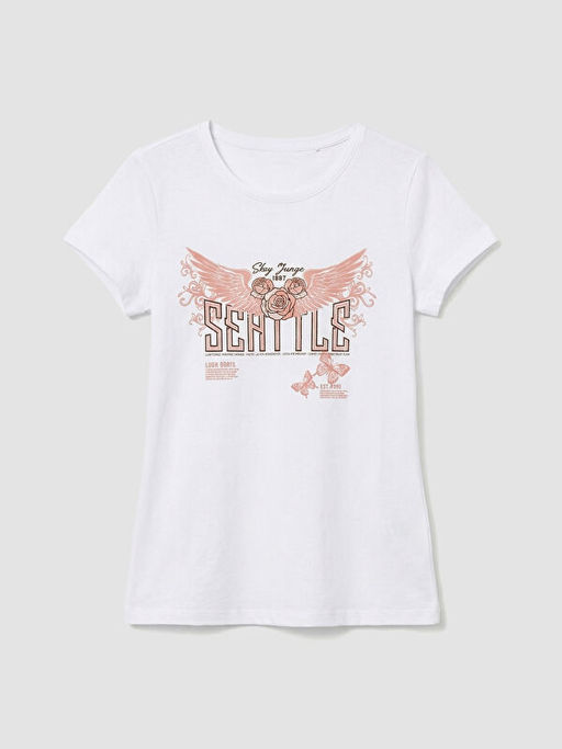 Bisiklet Yaka Bask?l? K?z ?ocuk Ti??rt ve Tayt