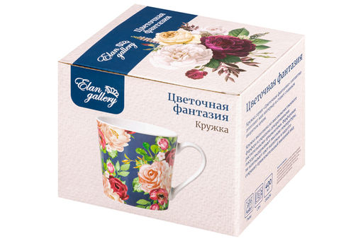 Кружка 400 мл 13*9,7*9 см Цветочная фантазия на синем фоне NEW BONE CHINA - Elan gallery фото 8