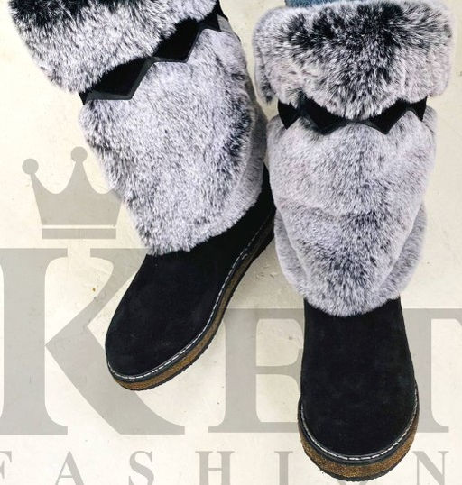 Сапоги унты , натуральная замша, натуральная овчина,Заяц, войлочная подошва