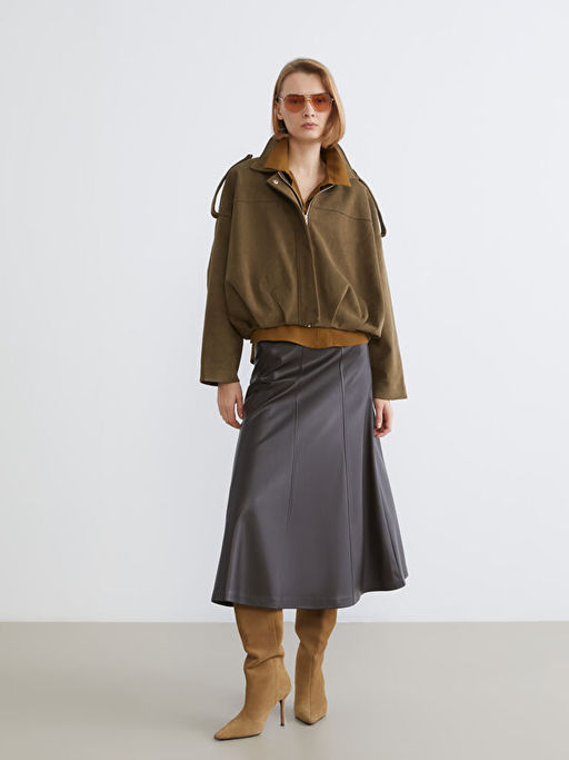 G?mlek Yaka Oversize Kad?n S?et G?r?n?ml? Ceket